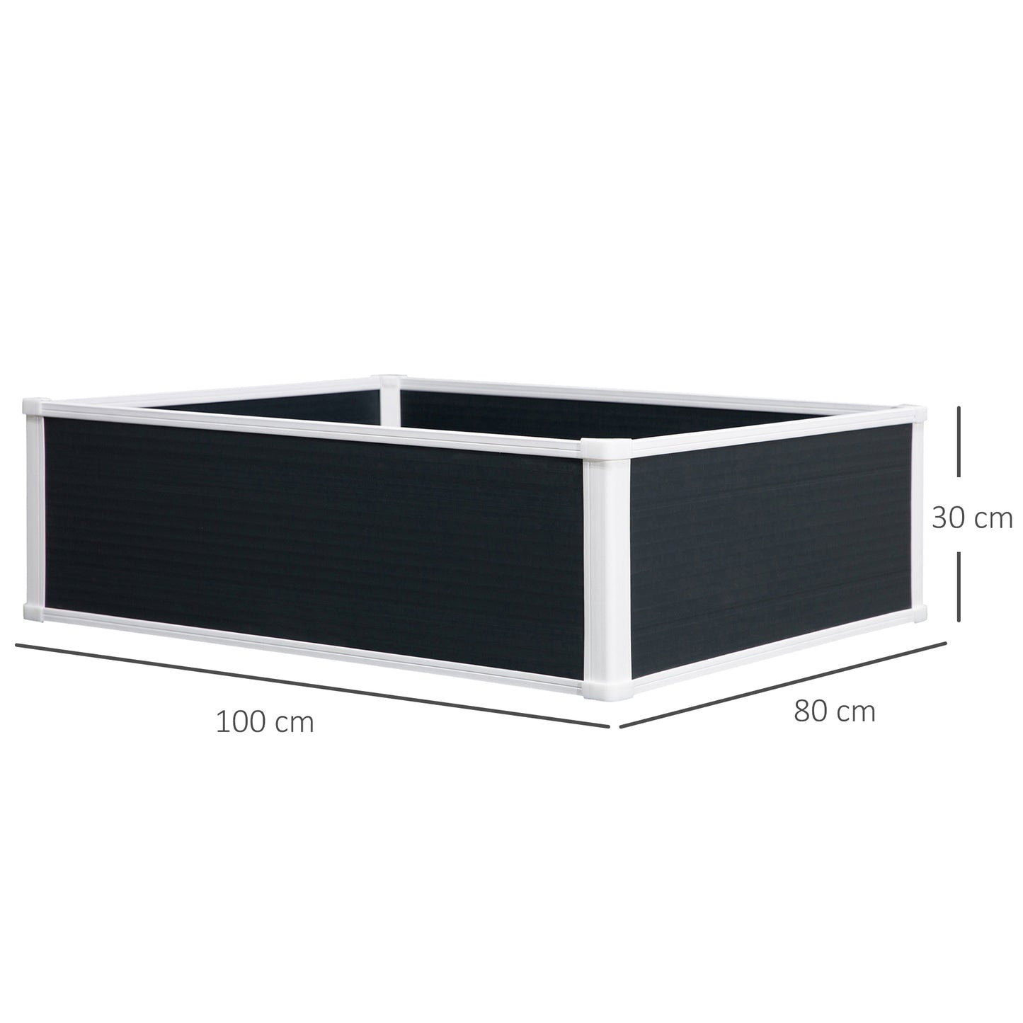 Outsunny Hochbeet mit Drainage, Schädlingsschutz, Kunststoff, Grau, 100 x 80 x 30 cm
