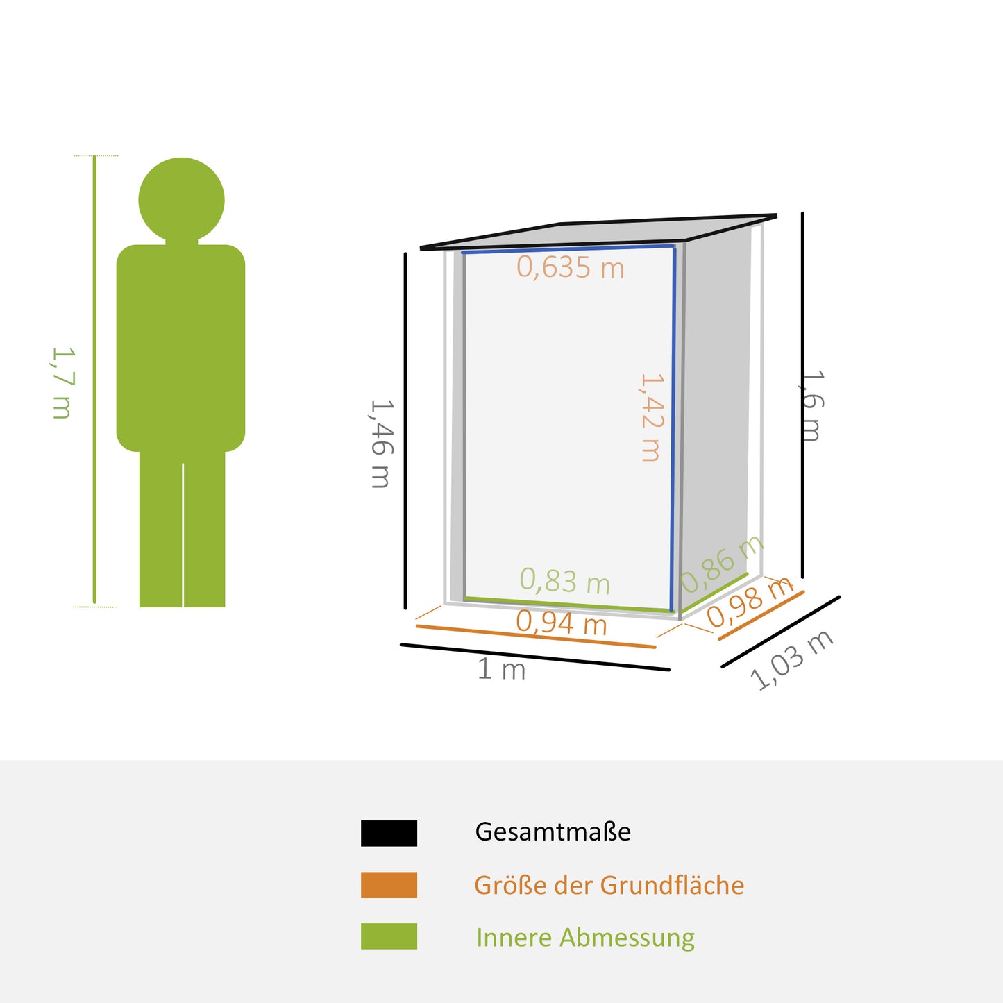 Outsunny stalen tuinhuis 100 x 103 x 160 cm donkergrijs