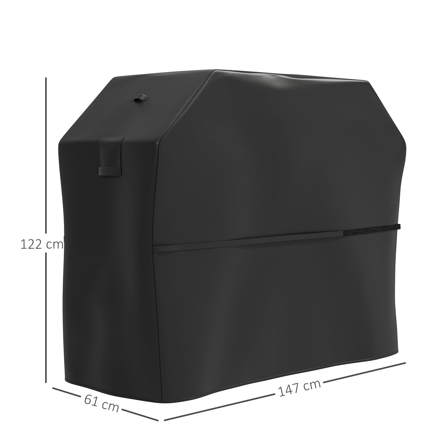 Outsunny Grillabdeckung mit Klettverschluss, schwarz, 147 x 61 x 122 cm
