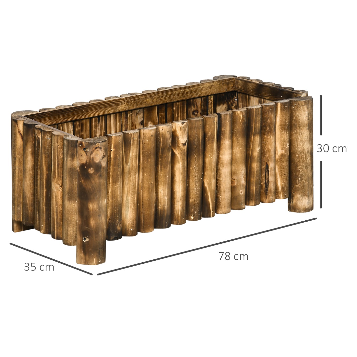 Outsunny raised bed, herb garden, vegetable bed, flower bed, planter, pine wood 78x35x30 cm