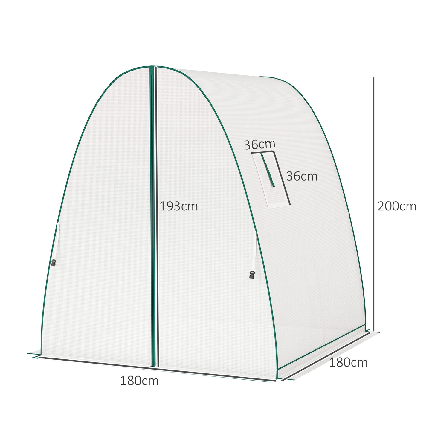 Überdachtes Außengewächshaus mit Sandsäcken und Kunststoffabdeckung, 2 Rolltoren, Moskitonetzen, tragbar, 1,8 x 1,8 x 2 m, weiß