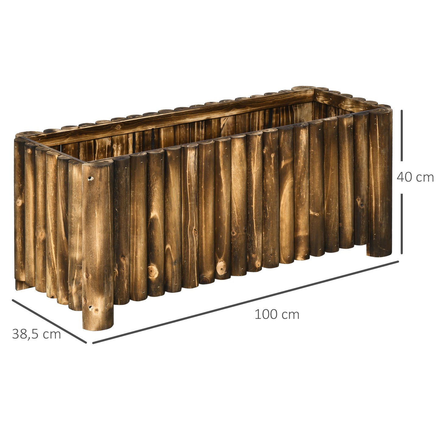 Outsunny verhoogde plantenbak, kruidentuin, groentebed, bloembed, plantenbak, dennenhout 100x38,5x40 cm