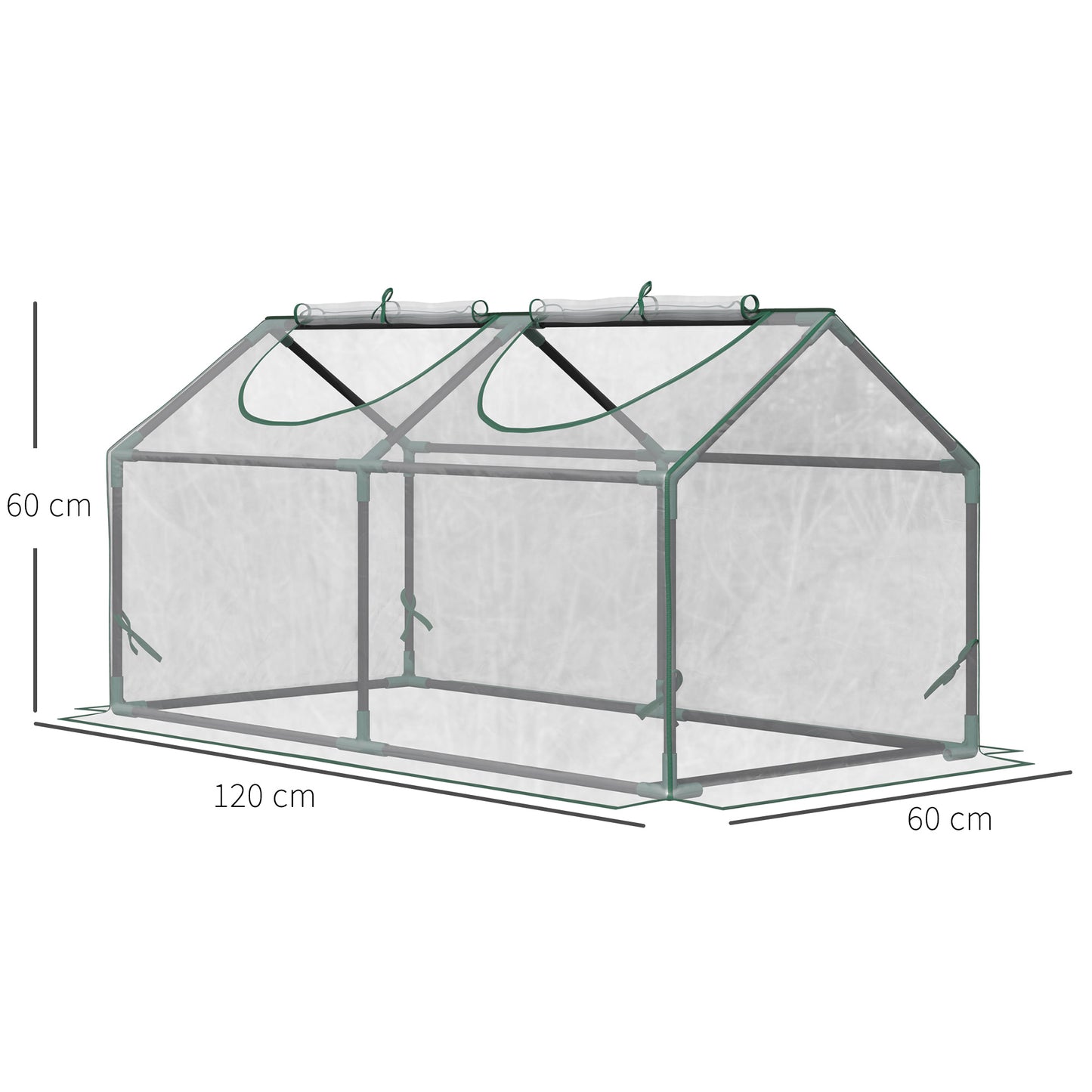 Outsunny Gewächshaus mit Fenster, PE-Netzfolie, Stahlfoliengewächshaus, Gewächshaus für Balkon, Garten, Tomatengewächshaus 120x60x60cm, Tomatengewächshaus für Gemüse, Blumen, Pflanzen, transparent