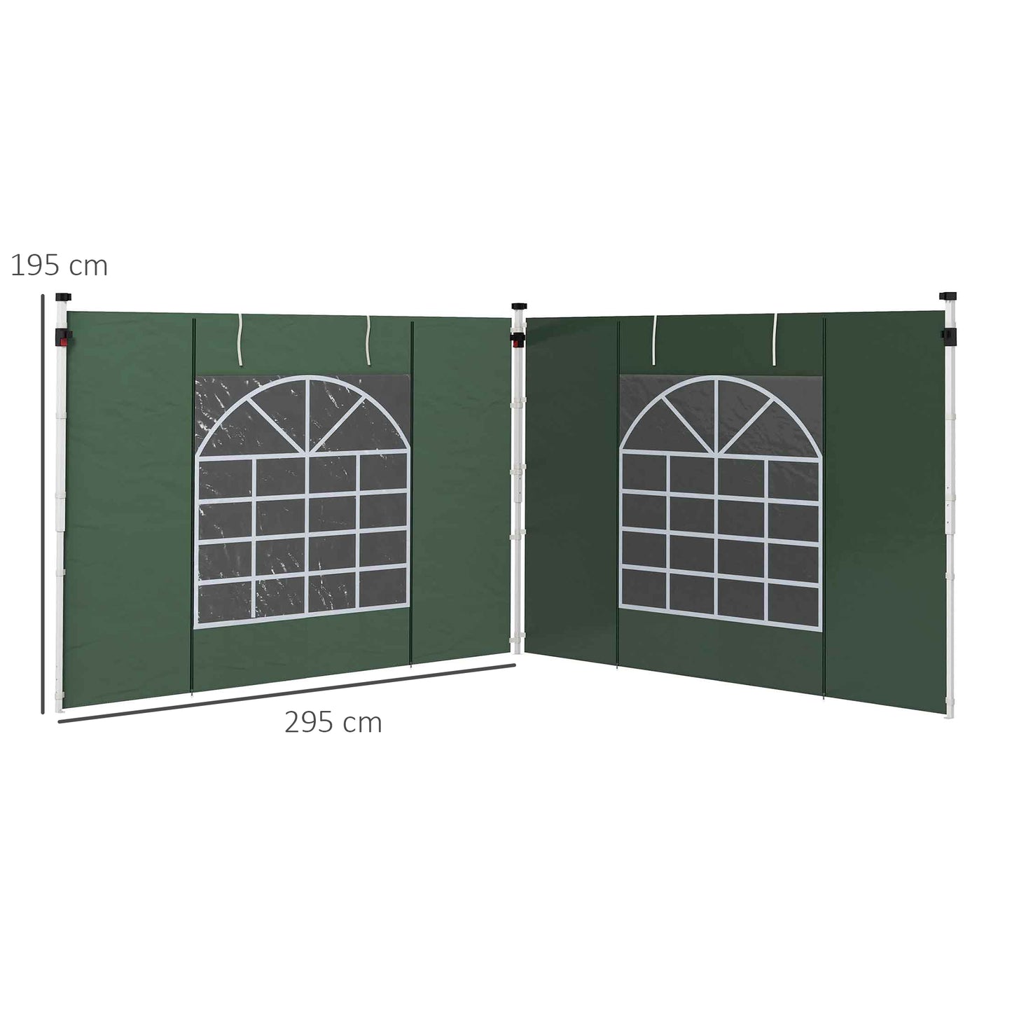 Outsunny zijpanelen voor 3 x 3 / 3 x 6 m partytent, zijzeilen met raam, deur, vervangende wanden voor partytent, Oxford stof, groen