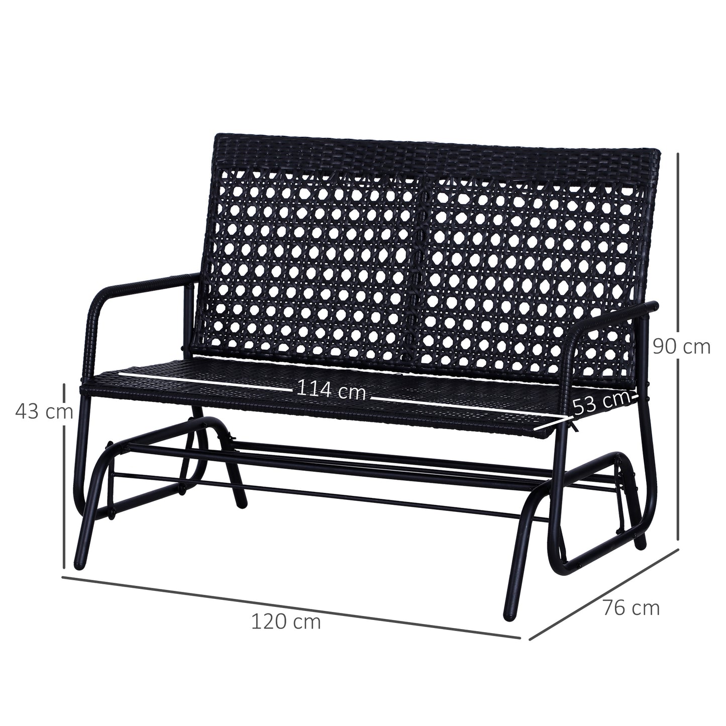Outsunny Schaukelbank Gartenschaukel Gartenbank Sitzschaukel 2-Sitzer Polyrattan