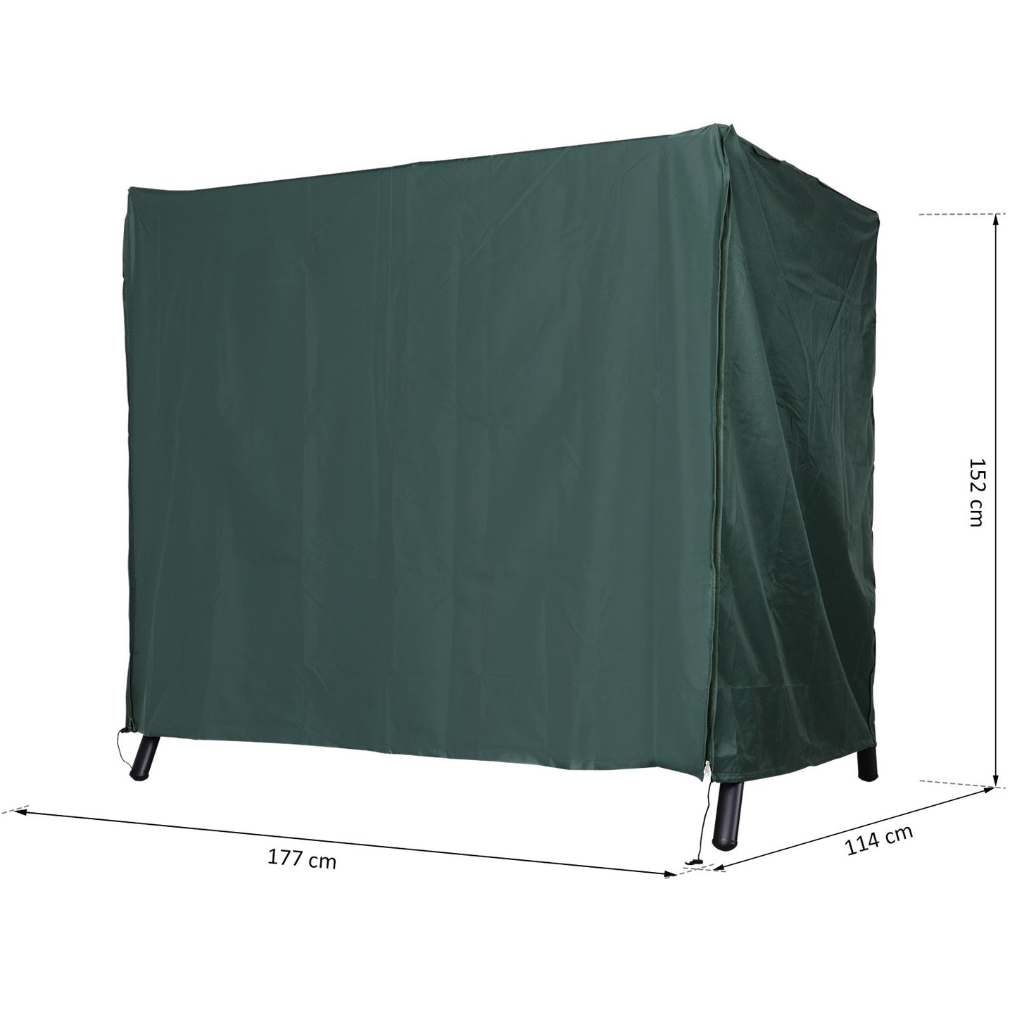 Outsunny Hollywood Schaukelabdeckung für 3-Sitzer, wasserabweisend, winterfest, UV-beständige Plane, reißfestes 420D Oxford-Gewebe, 177 x 114 x 152 cm, dunkelgrün