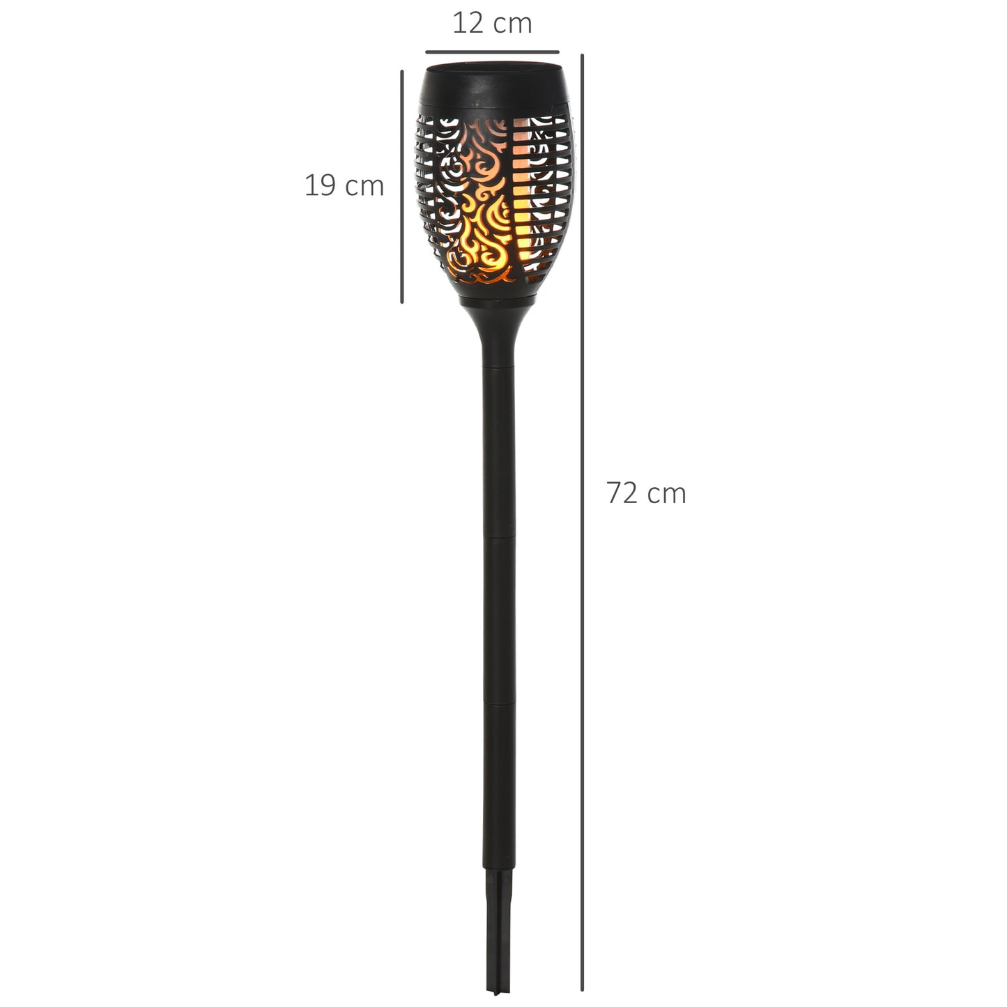 Outsunny Gartenleuchten, 4er-Pack Solar-LED-Gartenstrahler in Warmweiß mit Erdspieß und Stecker, IP44 wasserdichte Gartenbeleuchtung, Solar-Gartenleuchten für den Außenbereich in Garten, Rasen und Beet