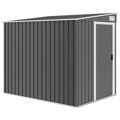 Outsunny metalen tuinhuis 2,81m² 154x206,5x181 cm gereedschapsschuur met lessenaarsdak en fundering