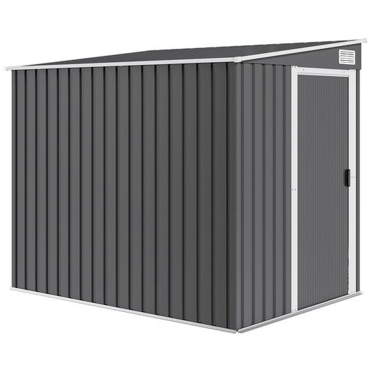 Outsunny metalen tuinhuis 2,81m² 154x206,5x181 cm gereedschapsschuur met lessenaarsdak en fundering