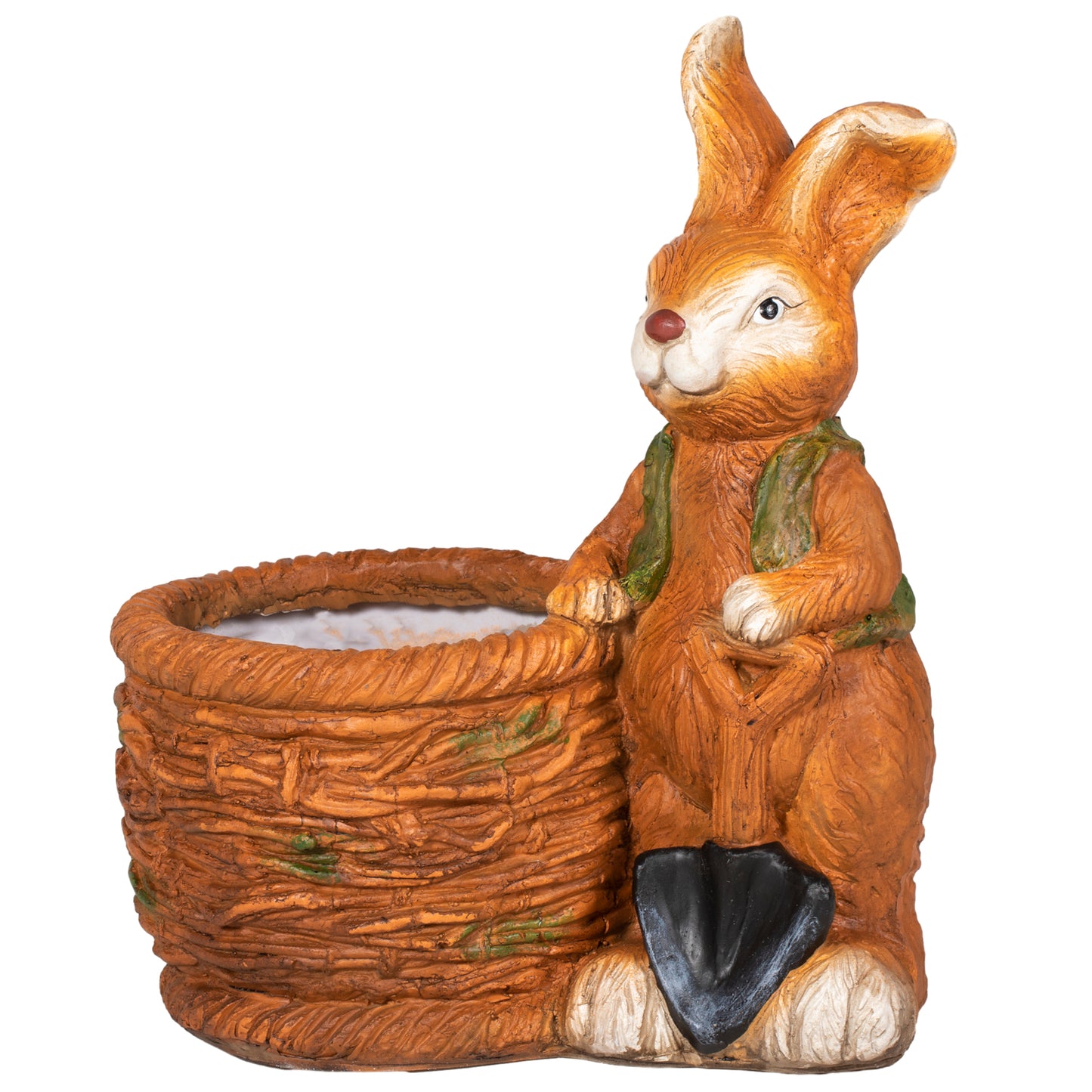 Outsunny Blumentopf, Hase mit Weidenkorb, wetterfest, 45 x 27 x 50 cm, braun