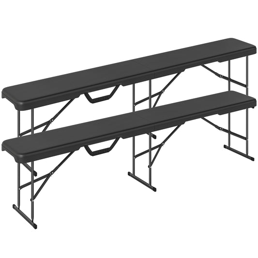 Outsunny Campingbank, Kunststoff-Gartenbank, Tragkraft 240 kg, Schwarz