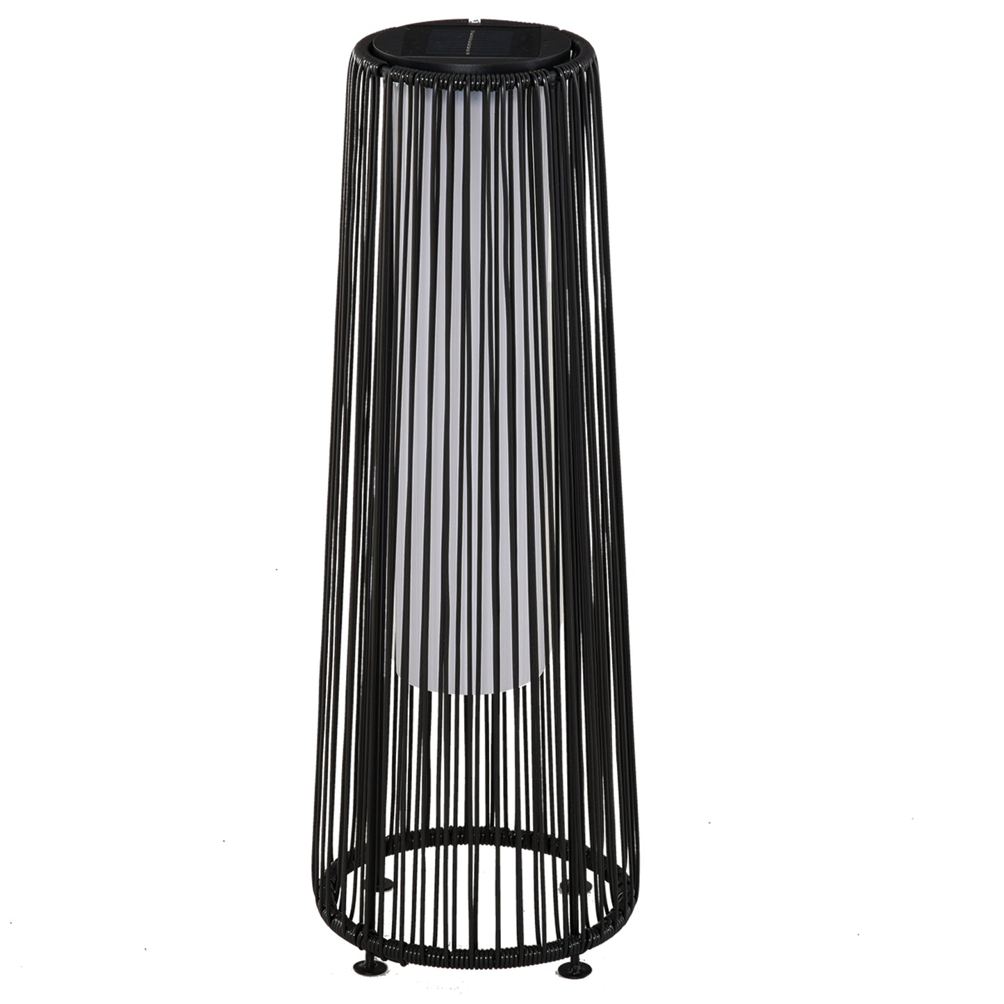 Outsunny Gartenleuchte, Außenleuchte, solarbetrieben, 8 Stunden Brenndauer, Rattanoptik, schwarz, 21,5 x 21,5 x 61 cm