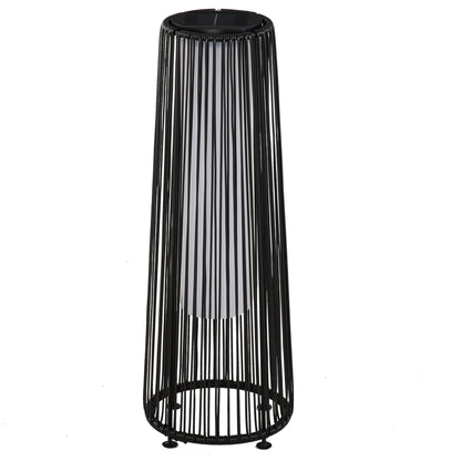 Outsunny Gartenleuchte, Außenleuchte, solarbetrieben, 8 Stunden Brenndauer, Rattanoptik, schwarz, 21,5 x 21,5 x 61 cm