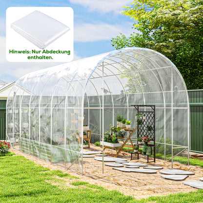 Outsunny Kasoverkapping van kunststof, zeildoek voor het afdekken van planten, UV-bestendig, waterdicht, 7 x 8 m