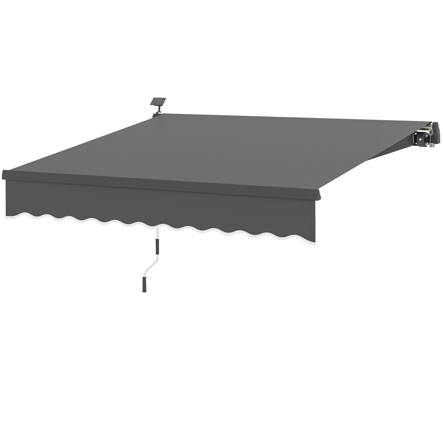Outsunny Klemmmarkise mit Handkurbel, Solarlampe, Gelenkarmmarkise, Sonnenschutz UV 50+, 300 cm breit, grau