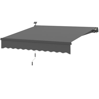Outsunny Klemmmarkise mit Handkurbel, Solarlampe, Gelenkarmmarkise, Sonnenschutz UV 50+, 300 cm breit, grau