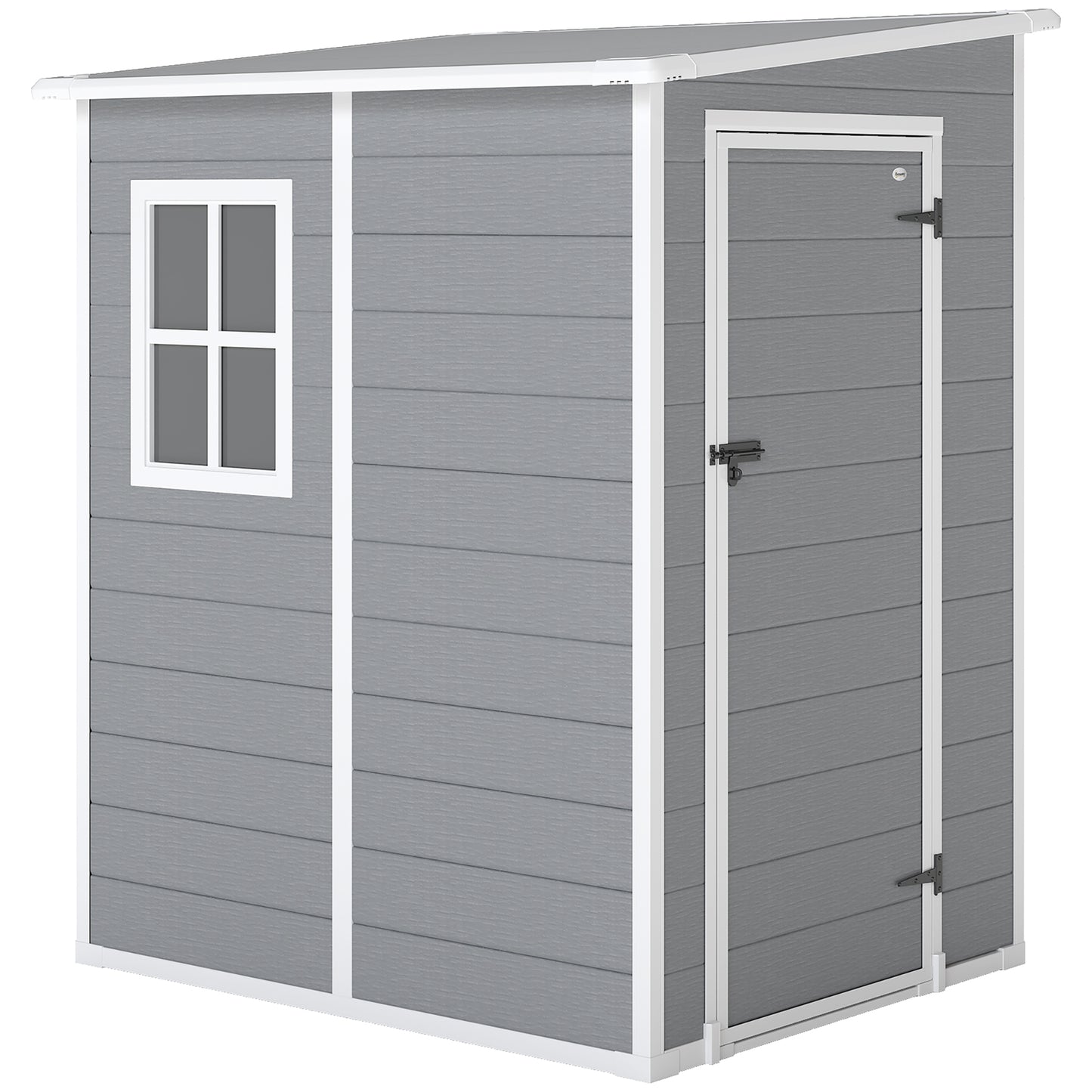 Tuinhuis Outsunny, deur met slot, raam voor daglicht & ventilatie, aluminium, 122 x 149 x 192/177 cm grijs