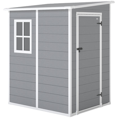 Tuinhuis Outsunny, deur met slot, raam voor daglicht & ventilatie, aluminium, 122 x 149 x 192/177 cm grijs