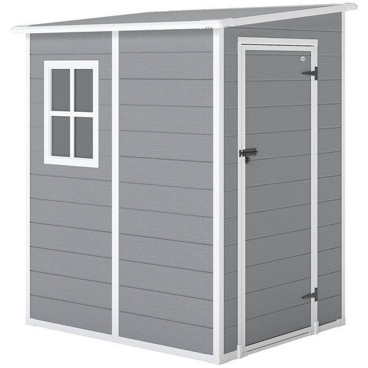 Tuinhuis Outsunny, deur met slot, raam voor daglicht & ventilatie, aluminium, 122 x 149 x 192/177 cm grijs