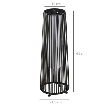 Outsunny Gartenleuchte, Außenleuchte, solarbetrieben, 8 Stunden Brenndauer, Rattanoptik, schwarz, 21,5 x 21,5 x 61 cm
