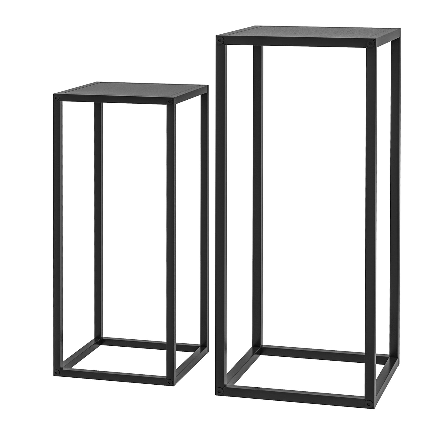Outsunny Blumenständer, 2er-Set, skandinavisches Design, Metallgestell, Höhe 58,5/65 cm, Schwarz