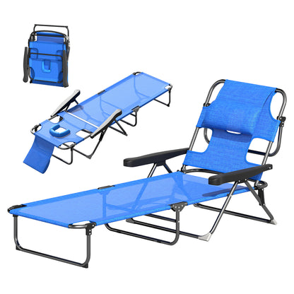 Outsunny Lounger Gartenliege, faltbar, wetterfest, 194 cm x 72 cm x 31 cm, Schwarz + Dunkelblau