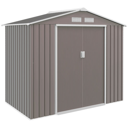 Outsunny Tuinhuis met Schuifdeuren 2,13 x 1,30 x 1,85 cm Metaalgrijs
