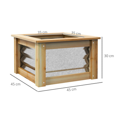 Verhoogde tuinbak van Outsunny, zelf-drainerend, open bodem, metaal+hout, 45 x 45 x 30 cm