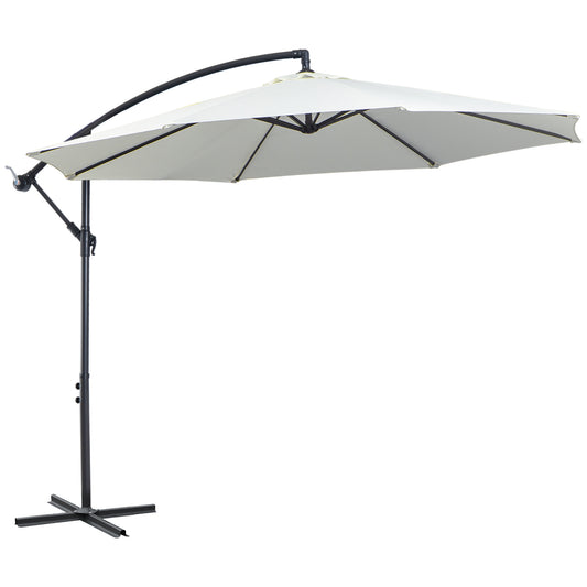 Outsunny Sonnenschirm mit Kurbel, wetterfest, 3 m x 3 m x 2,5 m, Stahl, Polyester