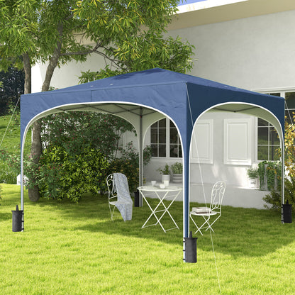 Outsunny Faltpavillon, höhenverstellbar, Metallstreben, robustes Segeltuch, inkl. Tragetasche, 2,95 x 2,95 x 2,55 m, dunkelblau