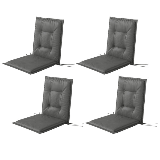 Outsunny 4-teiliges Sitzkissen-Set, 108 x 50 x 5 cm, Stuhlkissen mit Bändern, Sitzkissen für den Innen- und Außenbereich, hellgrau