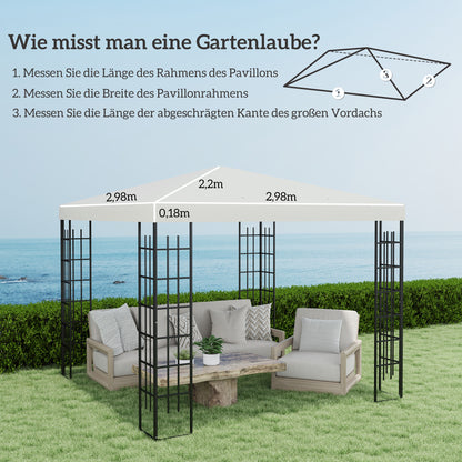 Outsunny 3 x 3 m vervangend zeil voor prieel, zeil voor tuinprieel, met drainagegaten, UPF30+, lichtgrijs