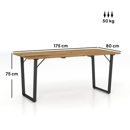 Outsunny Gartentisch aus Holz, 175 x 80 cm, wetterfest, mit Schirmloch, Buffettisch für 6 Personen, Braun