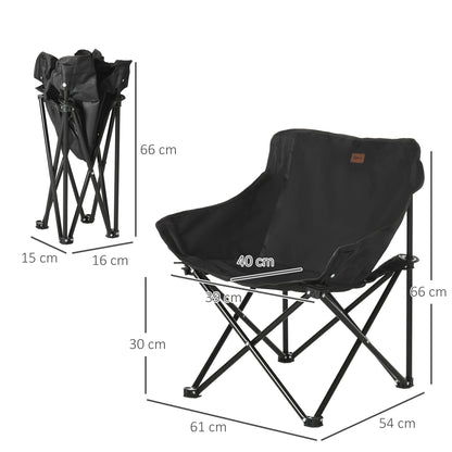 Outsunny Campingstoel, opvouwbaar, stalen frame, stoffen zitting, draagtas, zwart