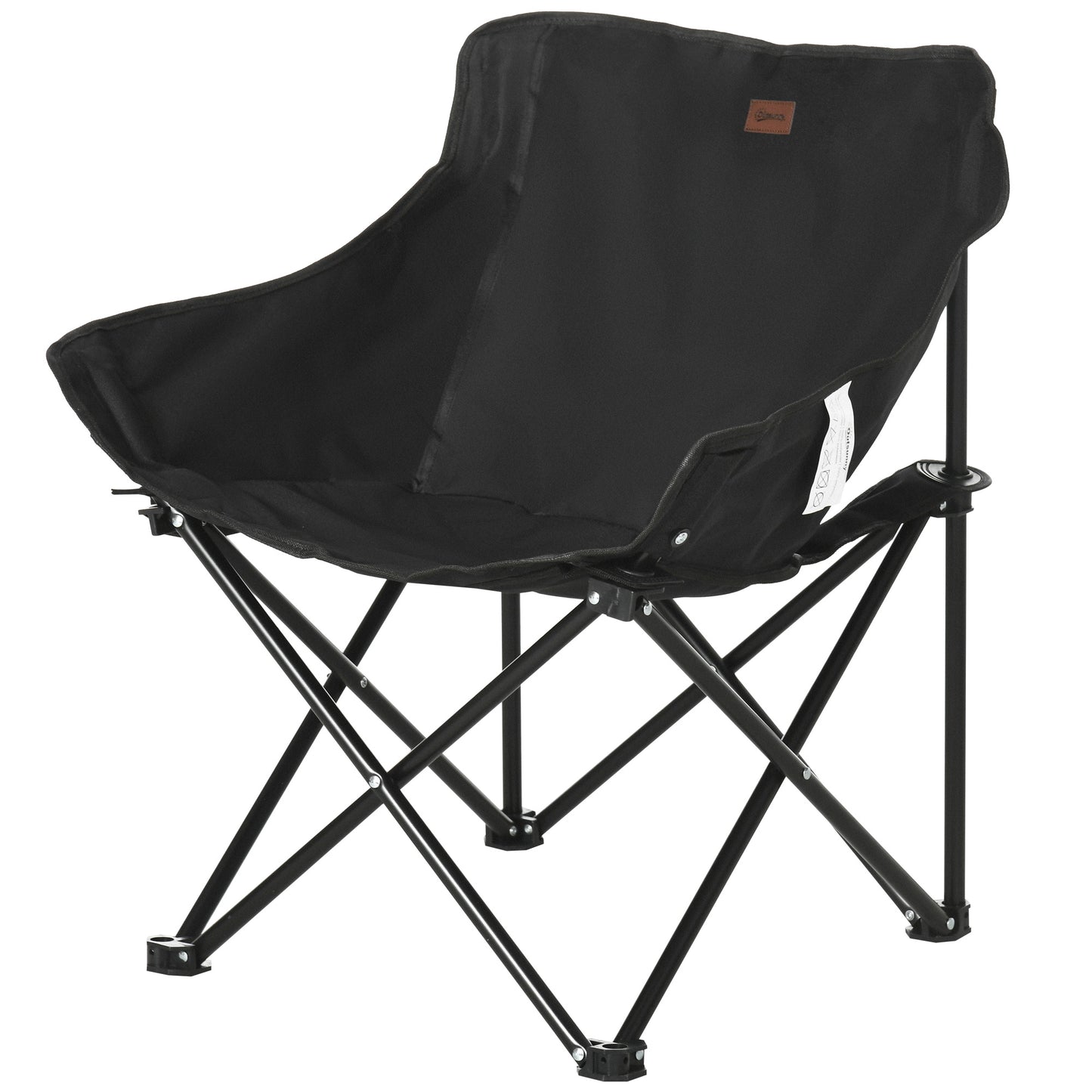 Outsunny Campingstoel, opvouwbaar, stalen frame, stoffen zitting, draagtas, zwart