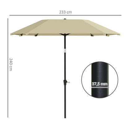 Outsunny Sonnenschirm, 2,3 m, ohne Ständer, verstellbarer Terrassenschirm mit Kurbel, Polyester, Aluminium, Fiberglas, beige