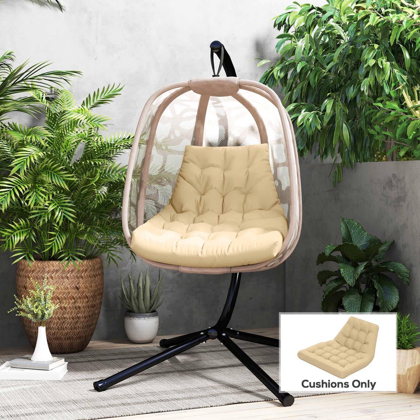Outsunny Sitzkissen, Outdoor-Sitzkissen für Hängekörbe und Schaukelstühle, gepolstertes Outdoor-Kissen, beige