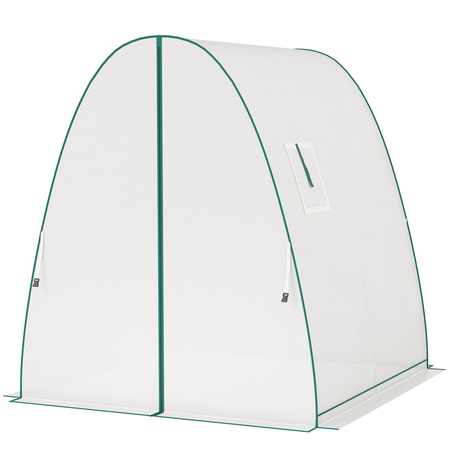 Überdachtes Außengewächshaus mit Sandsäcken und Kunststoffabdeckung, 2 Rolltoren, Moskitonetzen, tragbar, 1,8 x 1,8 x 2 m, weiß