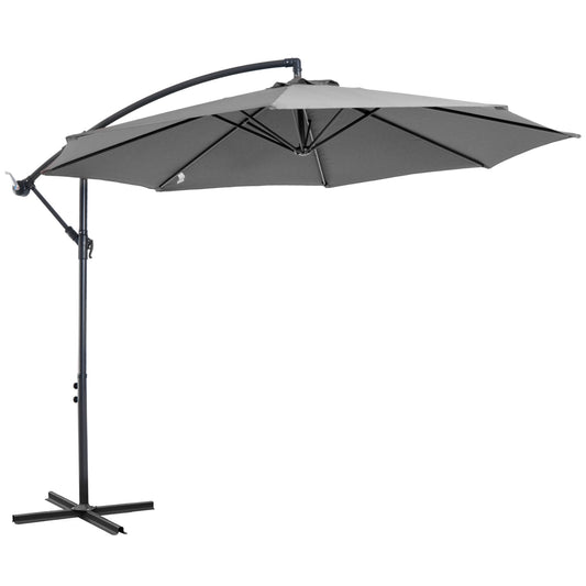 Outsunny Sonnenschirm mit Handkurbel, wetterfest, 2,95 m x 2,95 m x 2,45 m, Polyester, Stahl, schwarz