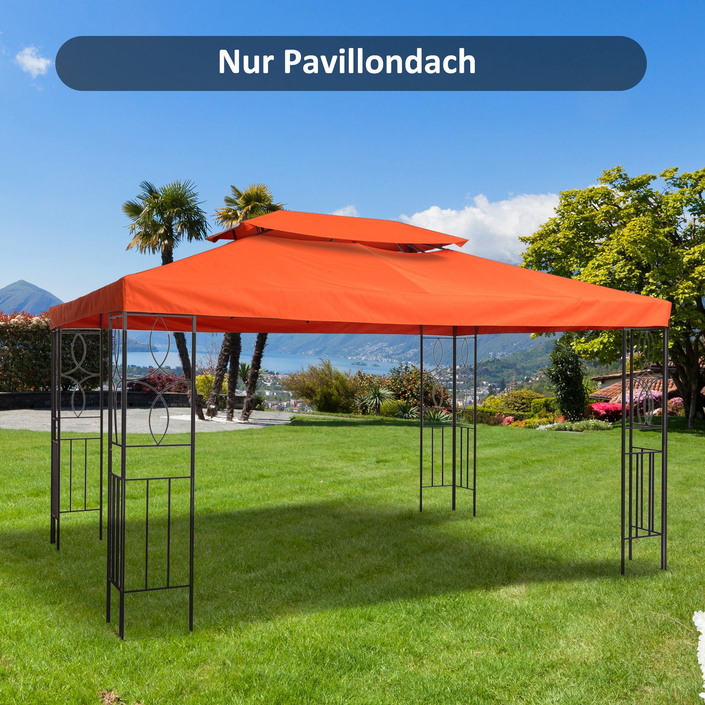 Outsunny vervangingsdak voor tuinpaviljoens 3x4m polyester koffie