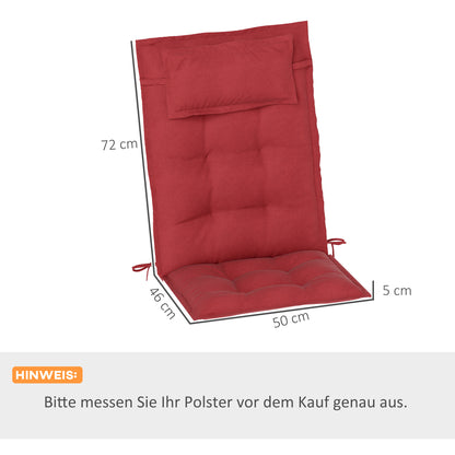 Outsunny 2-delige set waterafstotende ligstoelkussens, tuinligstoelkussens, 50x116x5 cm, bordeauxrood