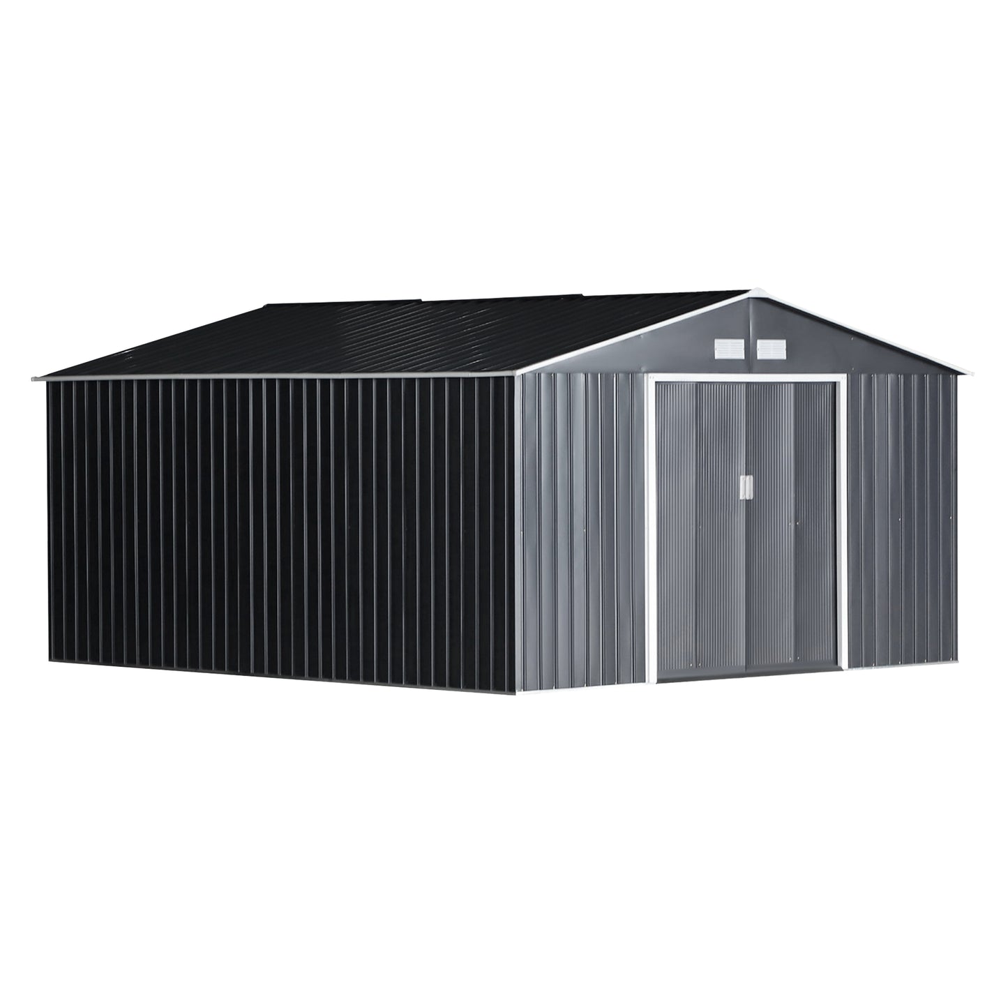 Tuinhuis Outsunny, weerbestendig tuinhuis voor tuingereedschap, met ventilatieramen, schuifdeuren, staal, antracietgrijs