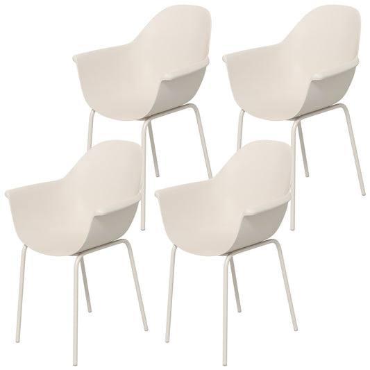 Outsunny Set van 4 Tuinstoelen Buitenstoelen Tuinstoel Modern Design 59 cm x 55 cm x 84 cm Grijs