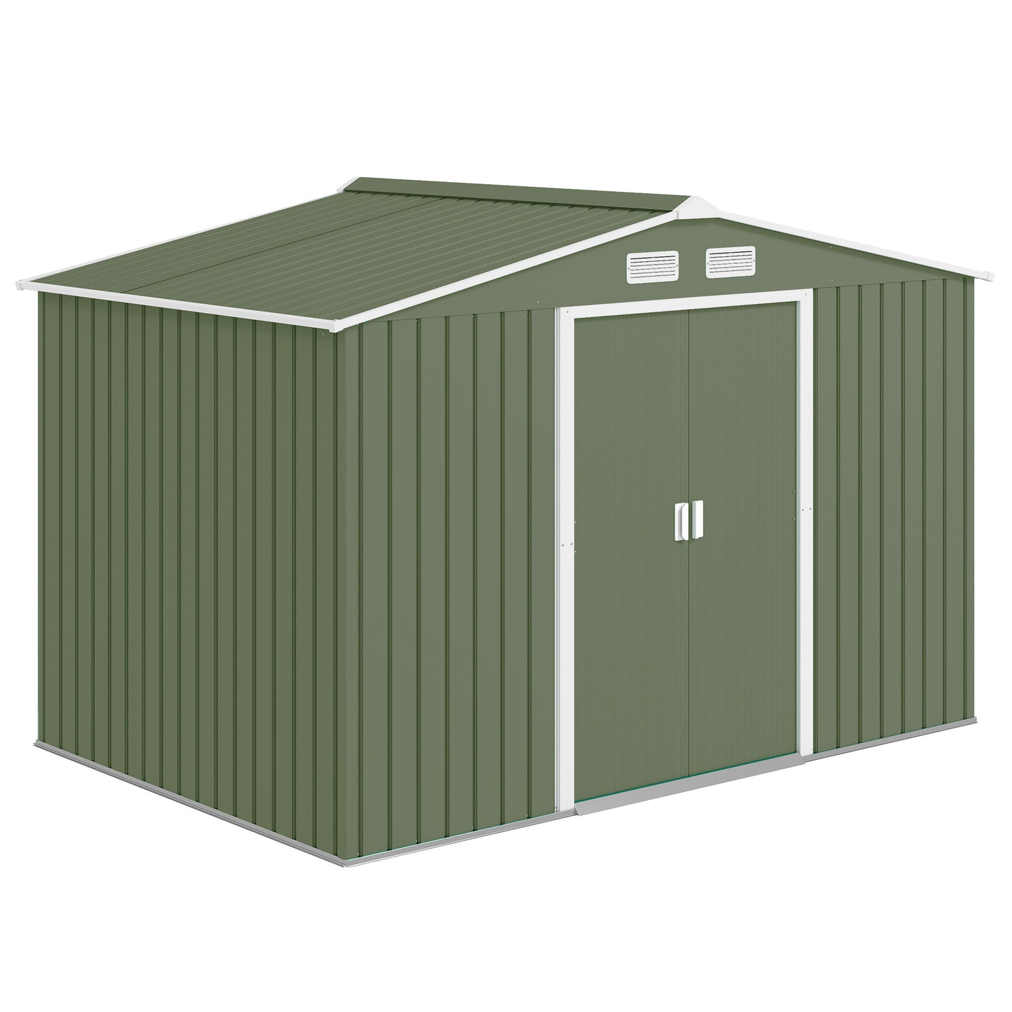 Outsunny Tuinhuis met Schuifdeuren 2,77 x 1,95 x 1,92 cm Metaal Lichtgroen