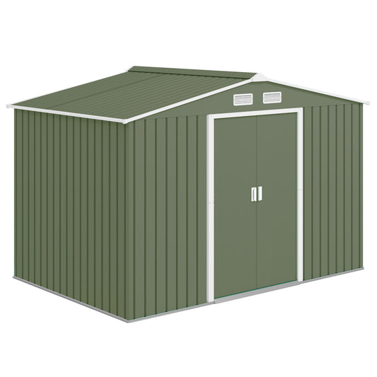 Outsunny Gartenhaus mit Schiebetüren, 2,77 x 1,95 x 1,92 cm, Metall, Hellgrün