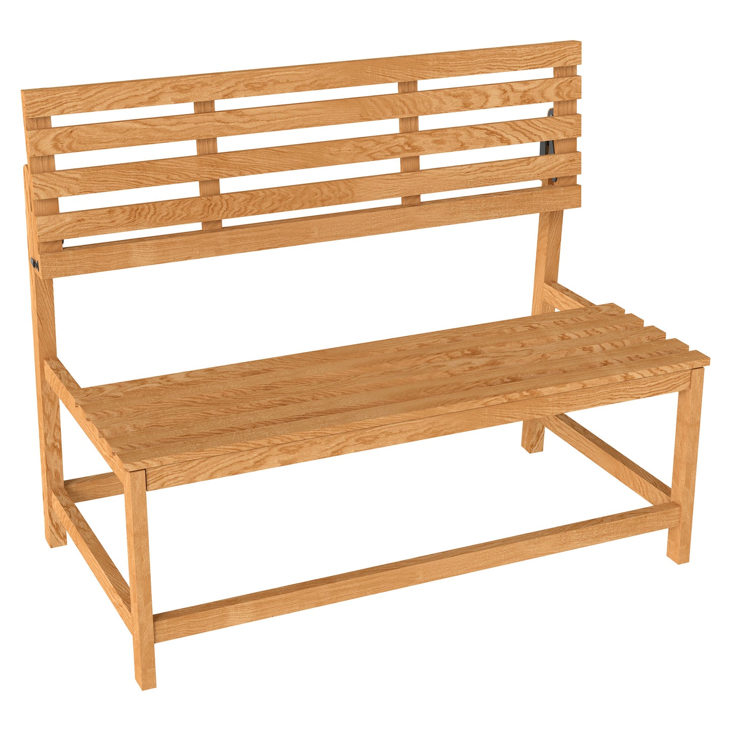 Outsunny 2-zits houten tuinbank, weerbestendig, UV-bestendig tuinmeubel met omkeerbare rugleuningen, 110x61x89cm, teak