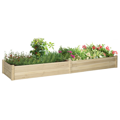 Outsunny Hochbeet, 2 Pflanzkammern, Vliesauskleidung, wetterfest, Massivholz, 244 cm x 61,5 cm x 27 cm