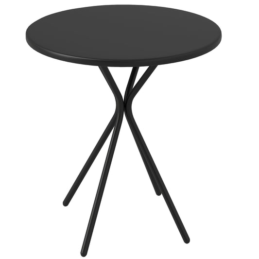 Outsunny Gartentisch Ø60 x 70 cm, wetterfester Balkontisch aus Stahl, runder Esstisch mit Fußkissen, Schwarz