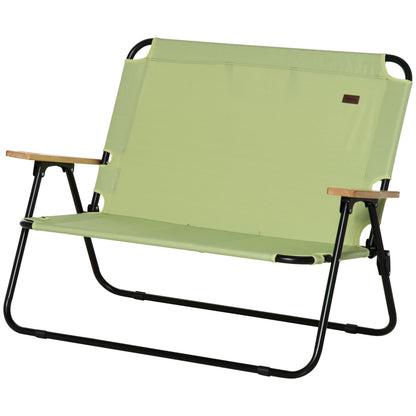 Outsunny 2-Sitzer-Klapp-Campingstuhl mit Getränkehalter, 141 x 67 x 80 cm, grün
