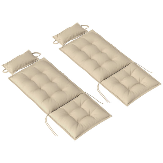 Outsunny 2-teiliges Set wasserabweisender Liegekissen, Gartenliegenkissen, 50 x 116 x 5 cm, beige